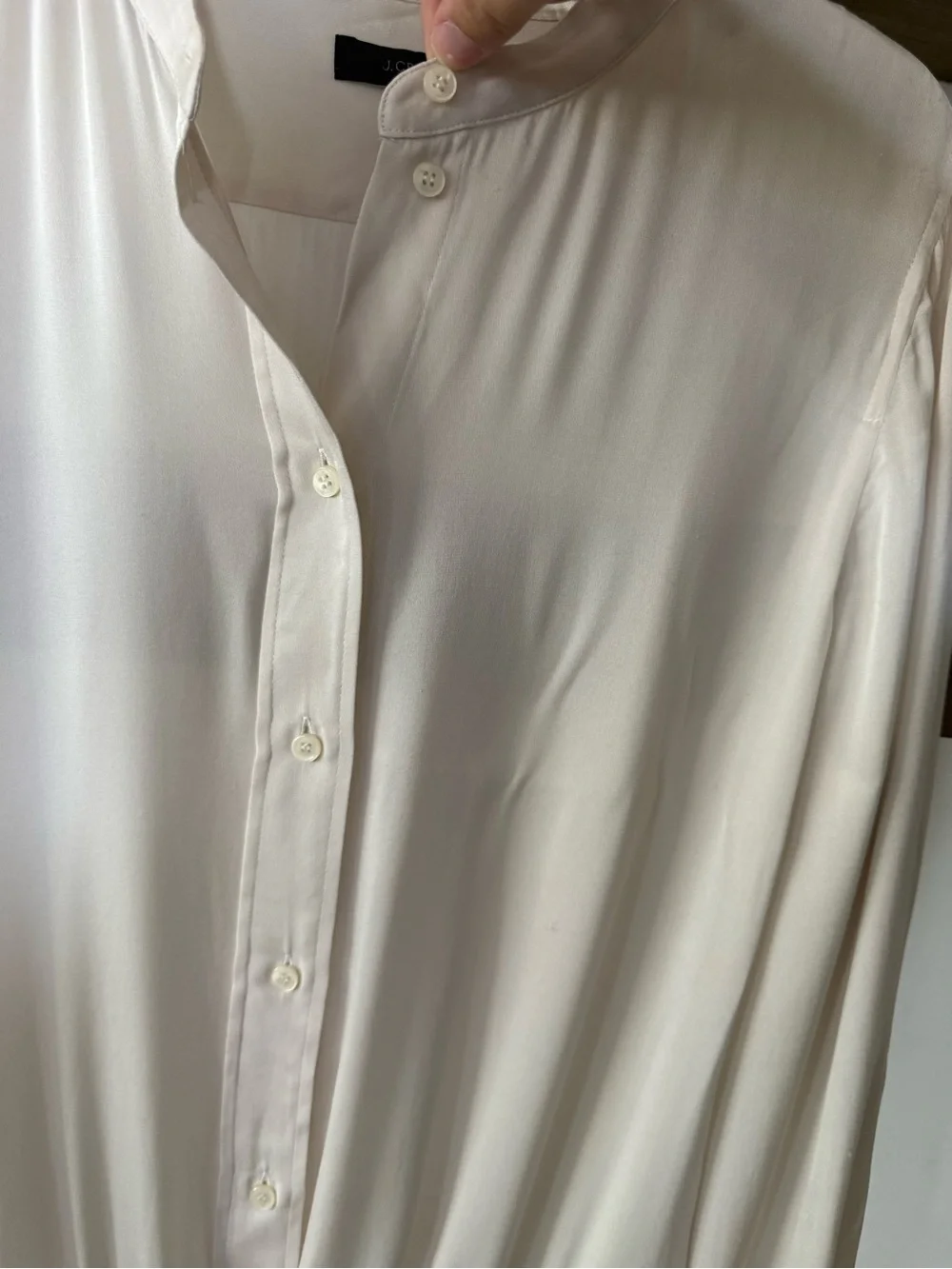 J crew|SILK Off White Long-Sleeve Ivory Button-Front Bodysuit•••Size 10,Drapey